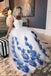 White Scoop Tulle Blue Lace Long Prom Dress, Evening Dress DME27