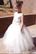 A-Line Square Lace-Up Tulle Ball Gown Long Flower Girl Dress OKC50