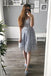 Elegant A-Line Spaghetti Straps Knee Length Lace Short Homecoming Dress DMB81