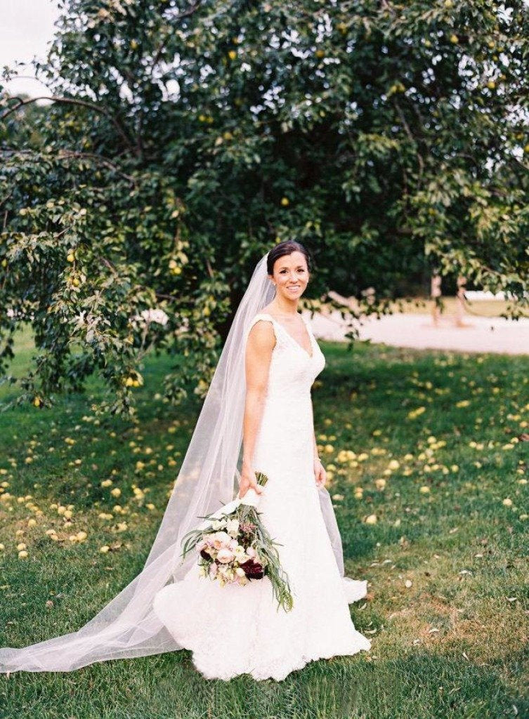 90 Inches Ivory Wedding Veil Chapel Length Cut Edge Veils WV12
