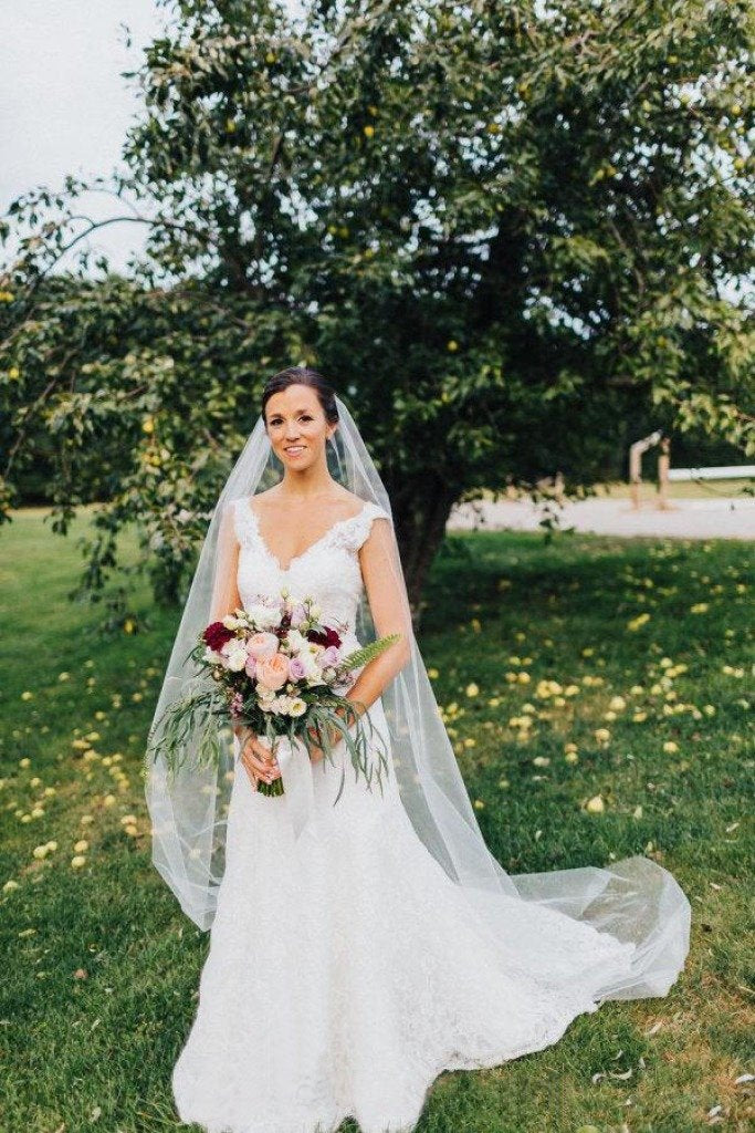 90 Inches Ivory Wedding Veil Chapel Length Cut Edge Veils WV12