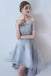 Off the Shoulder Organza A Line High Low Short Sleeves Lace Top Homecoming Dresses OKC8