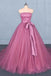 Strapless A Line Tulle Lace Appliques Prom Dresses, Long Formal Dress DMQ22