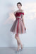 Elegant Off the shoulder Red Appliques A Line Homecoming Dress With Belt DMB56