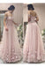 Pink Tulle A Line Off the Shoulder Flowers Long Prom Dress DM789