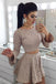 Two Piece A-Line Long Sleeves Lace Short Homecoming Dress DMM14