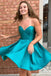Simple A Line Short Strapless Sweetheart Neck Satin Cheap Homecoming Dresses DMB69