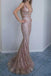 Mermaid V-Neck Backless Glitter Formal Evening Prom Dresses DMN5