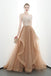 A-line Spaghetti Straps Tulle Long Lace Appliques Prom Dresses Formal Evening Dress DMR85