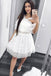 Cute A-Line White Lace Homecoming Dress,Short Prom Dresses DMM6