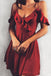 Burgundy Short Sexy Spaghetti Straps Mini Homecoming Dress With Ruffles DMB54