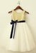 A-Line Round Neck Ivory Flower Girl Dress with Sequins Sash DMP23