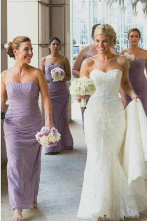 Sheath Sweetheart Floor-Length Lilac Ruched Chiffon Bridesmaid Dress DMS41