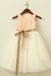 A-Line Round Neck White Flower Girl Dress with Lace Sequins Sash DMP22