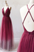 A-line Spaghetti Straps Ombre Long Tulle Prom Dresses Party Dresses DMR69