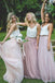 Gorgeous Two Piece Pink Tulle Long Bridesmaid Dress with White Top DMM95