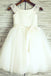 A-Line Round Neck White Flower Girl Dress with Sash Lace DMP26