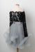 A Line Black Lace Off Shoulder Homecoming Dresses with Long Sleeves DME15