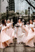 A Line Two Piece Short Sleeves Floor-Length Pink Bridesmaid Dress with Lace DMR89