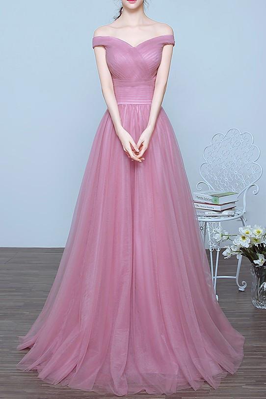 Charming Off the Shoulder A-line Long Prom/Evening Dresses stunning for Graduation DM122