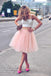 Two Piece Pink Spaghetti-Strap Tulle Sleeveless White Top Homecoming Dresses DM294