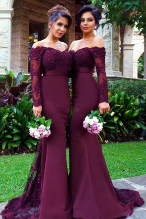 Mermaid Long Sleeves lace off the Shoulder Sexy Bridesmaid Dresses For Weddings DM113