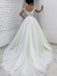 A-Line/Princess Tulle Lace Appliques Short Sleeves Wedding Dresses DM1833