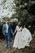 Boho Ivory Chiffon 3/4 Sleeves Two Piece Cheap Wedding Dress DMN88