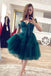 Sweet Dark Green Sweetheart Tulle Homecoming Dress With Bead, A Line Short Cocktail Dress DM1029