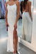 Sparkly Sheath Spaghetti Straps Sequined White Formal Prom Dress DMP023