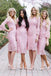 Fashion Sheath Jewel Long Sleeves Pink Lace Knee Length Bridesmaid Dress DM767