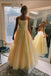 A Line Spaghetti Straps Floor Length Prom Dress with Appliques, Long Evening Dress DMP037