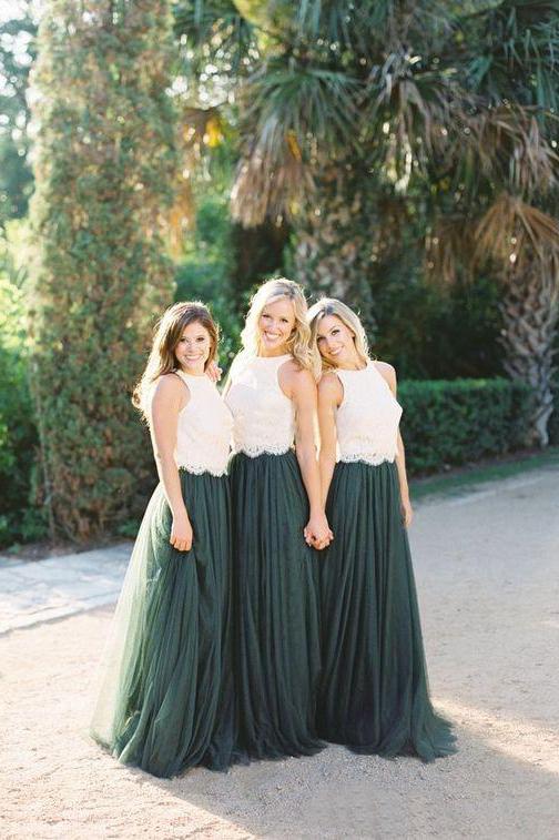 Ivory white good top bridesmaid dresses