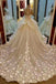 Princess Lace Appliqued Flowers Chapel Train Wedding Dresses,Pretty Bridal Gown DM222