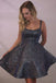 Cheap Spaghetti Strap Dark Grey Sparkly Homecoming Dresses with Pocket DMO8