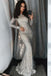 Mermaid Bateau Sliver Lace Long Sleeves Evening Prom Dress with Sequins DMF33