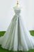 Gray Prom Dresses,Tulle Prom Gown,Court Train Prom Dress,Formal Prom Dress