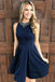 Beautiful A-Line Short Navy Blue Homecoming Dress with Beading DMB75