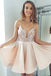 Sexy A-Line Spaghetti Straps Pearl Pink Short Homecoming Dress with Sequins DMB38