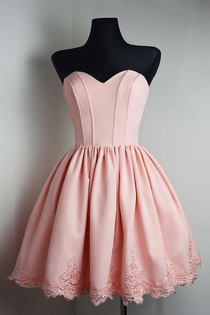 Simple Homecoming Dress,Pink Homecoming Dress,Short Prom Dresses,A line Homecoming Dress,Graduation Dress,Simple Homecoming Dresses,Strapless Prom Dresses,Sweetheart Homecoming Dress