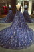 Chic Prom Dresses,A-line Prom Dress,Ball Gown Prom Dresses,Dark Navy Prom Dresses,Scoop Prom Dresses,Sweep Train Prom Gown,Tulle Evening Dresses,Modest Evening Gown,Long Prom   Dresses