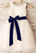 Ivory A-line Scoop Sleeveless Bowknot Tea-Length Tulle Flower Girl Dresses With Belt DM713