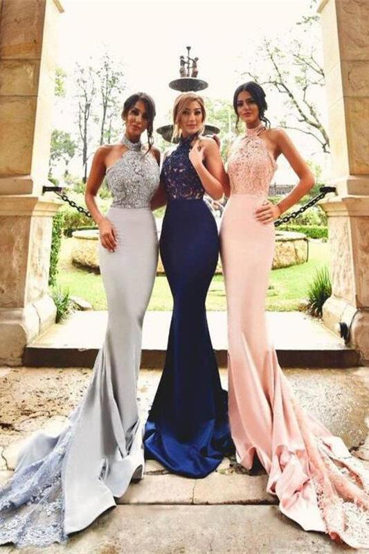 Lace Bridesmaid Dresses,Mermaid Bridesmaid Dress.Long Bridesmaid Dresses,Halter Bridesmaid Dress,Sexy Bridesmaid Gown,Bridesmaid Dresses For Weddings