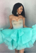 Cute Sparkly Sweetheart Mint Green A Line Short Homecoming Dress DMB50