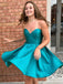 Simple A Line Short Strapless Sweetheart Neck Satin Cheap Homecoming Dresses DMB69