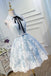 A Line Lace Appliques Halter Homecoming Dresses, Short Party Dress DMN56