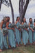 A-Line Cross Neck Backless Ankle-Length Blue Keyhole Chiffon Bridesmaid Dress DMR31