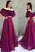 Two Piece A-Line Off the Shoulder Purple Chiffon Prom Dress with Appliques DMH5