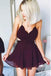 Simple A-Line Spaghetti Straps Short Burgundy Chiffon Homecoming Dress DMB53