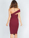 Sheath One Shoulder Satin Short Homecoming Dresses,Cocktail Party Dress with Split DMC48